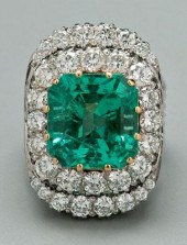 Emerald and diamond ring, cent