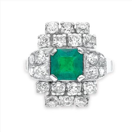 Emerald and Diamond Ring 	 