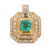 EMERALD & DIAMOND 14K YG STUNN