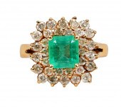EMERALD, DIAMOND & 14KT YG CLU