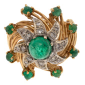 EMERALD, DIAMOND, 18K YELLOW G