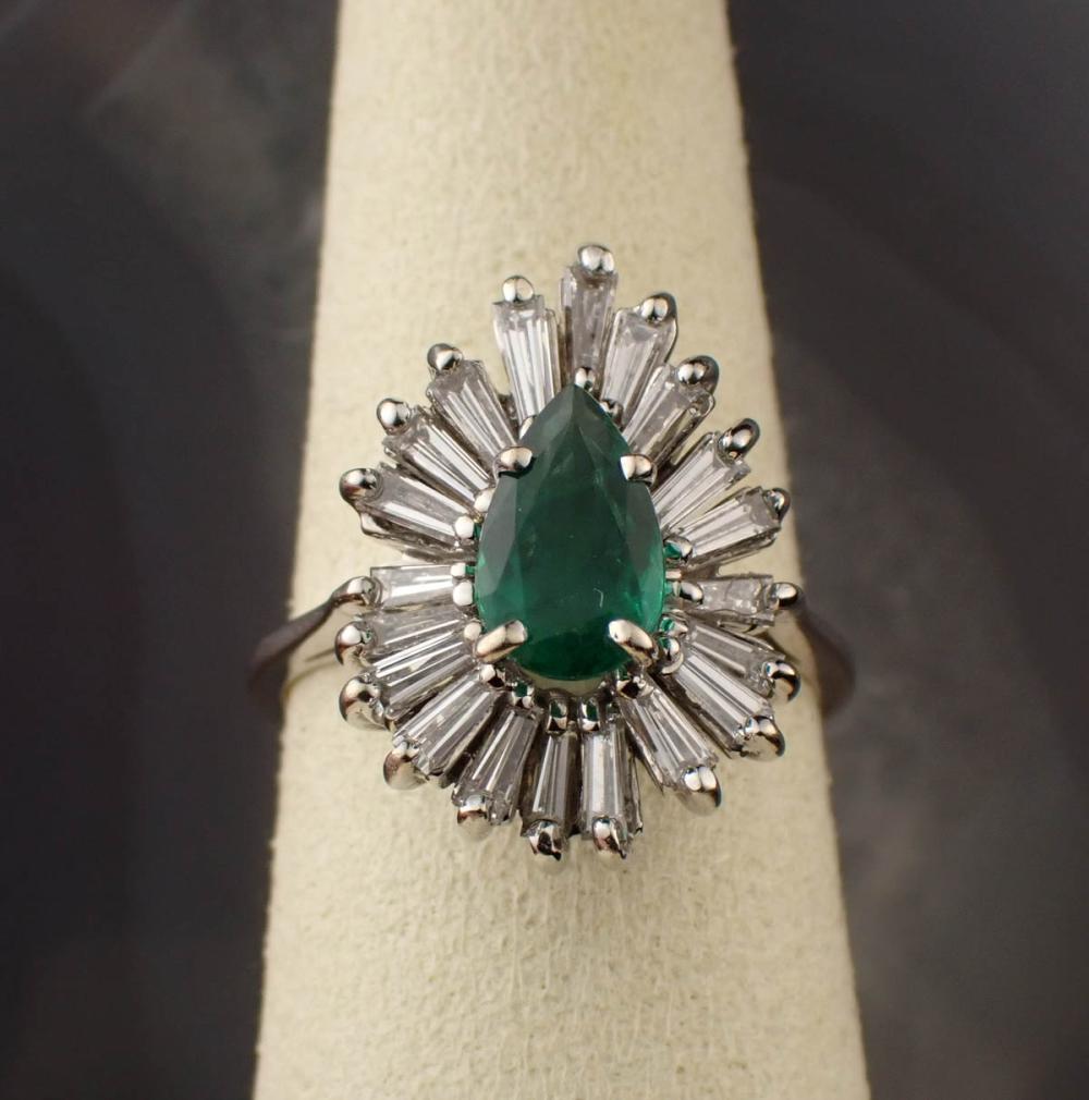 EMERALD, DIAMOND AND EIGHTEEN KARAT