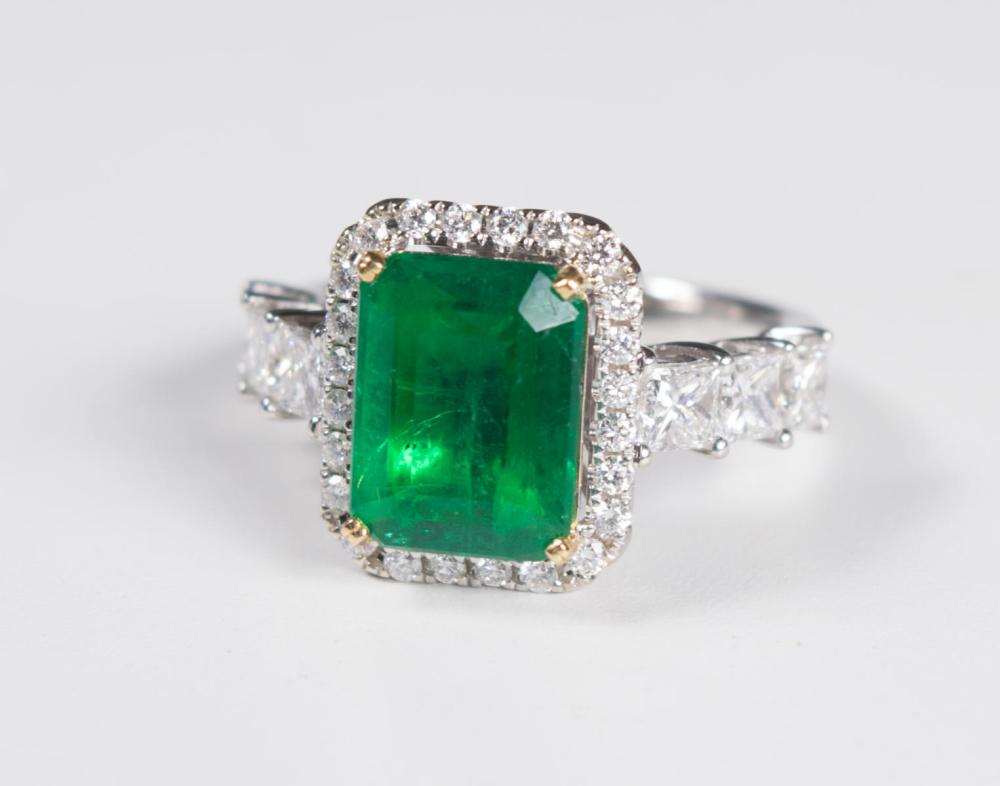 EMERALD, DIAMOND AND EIGHTEEN KARAT
