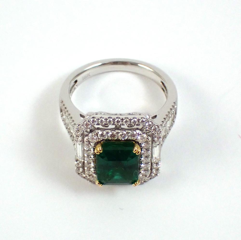 EMERALD, DIAMOND AND EIGHTEEN KARAT