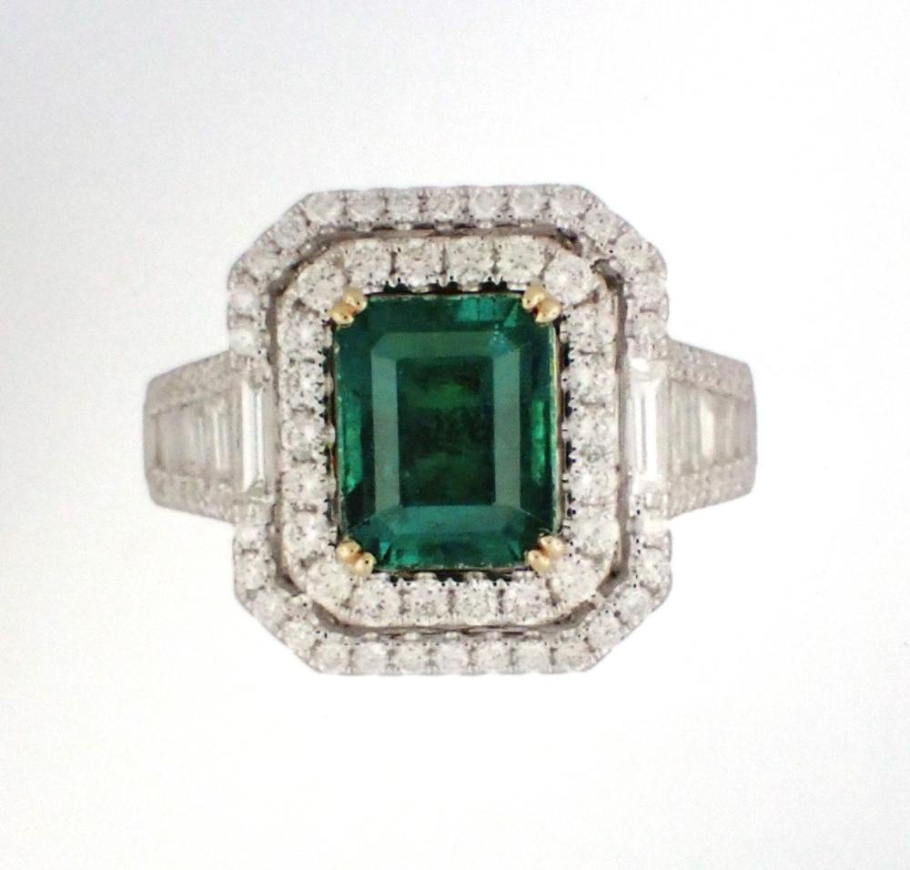 EMERALD, DIAMOND AND EIGHTEEN KARAT
