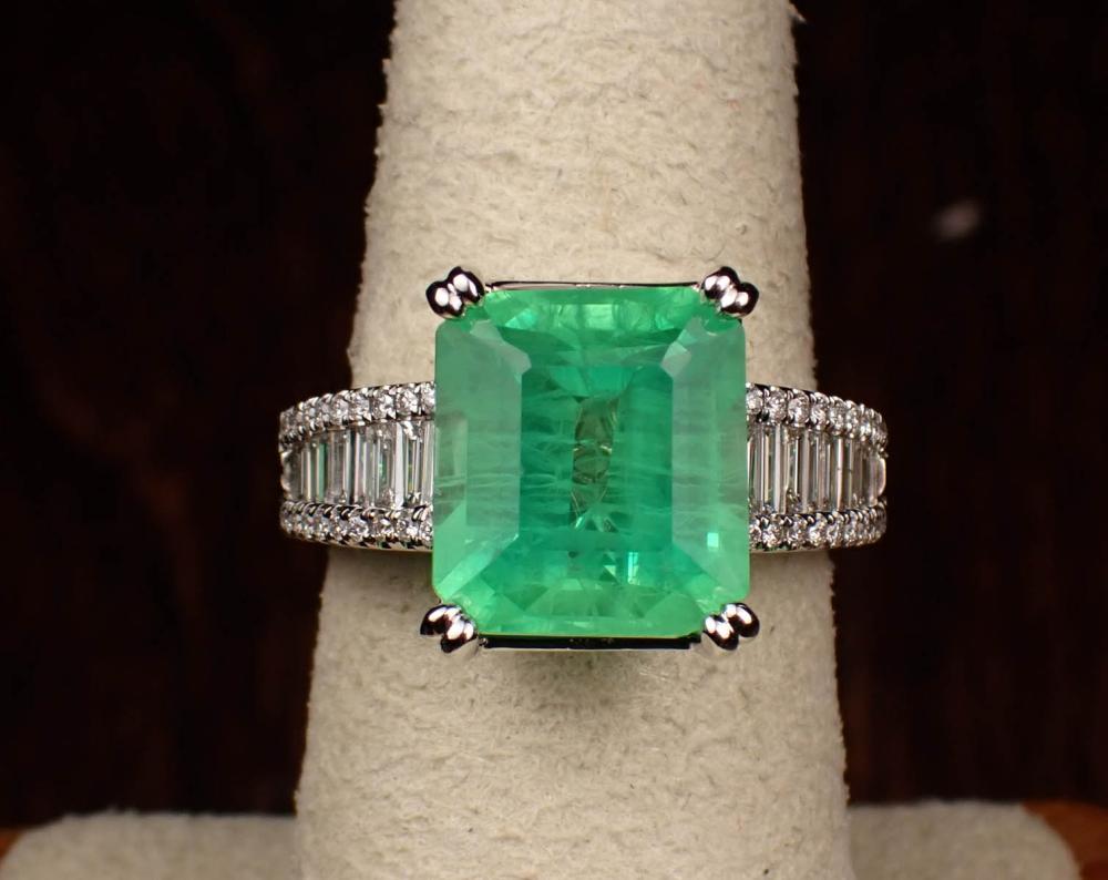 EMERALD, DIAMOND AND EIGHTEEN KARAT