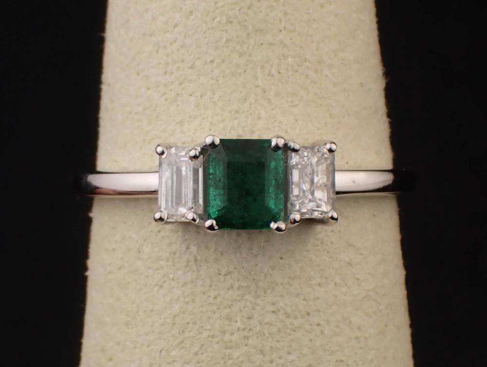 EMERALD, DIAMOND AND FOURTEEN KARAT