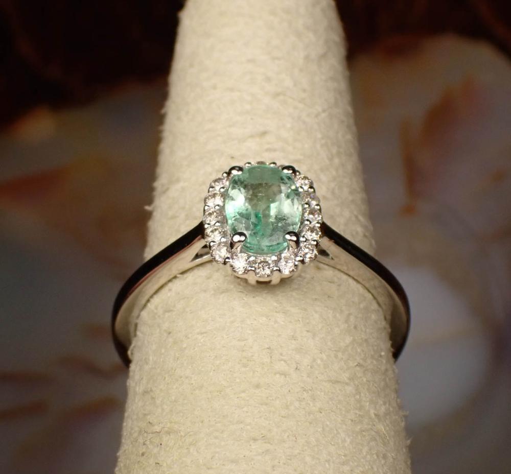 EMERALD, DIAMOND AND FOURTEEN KARAT