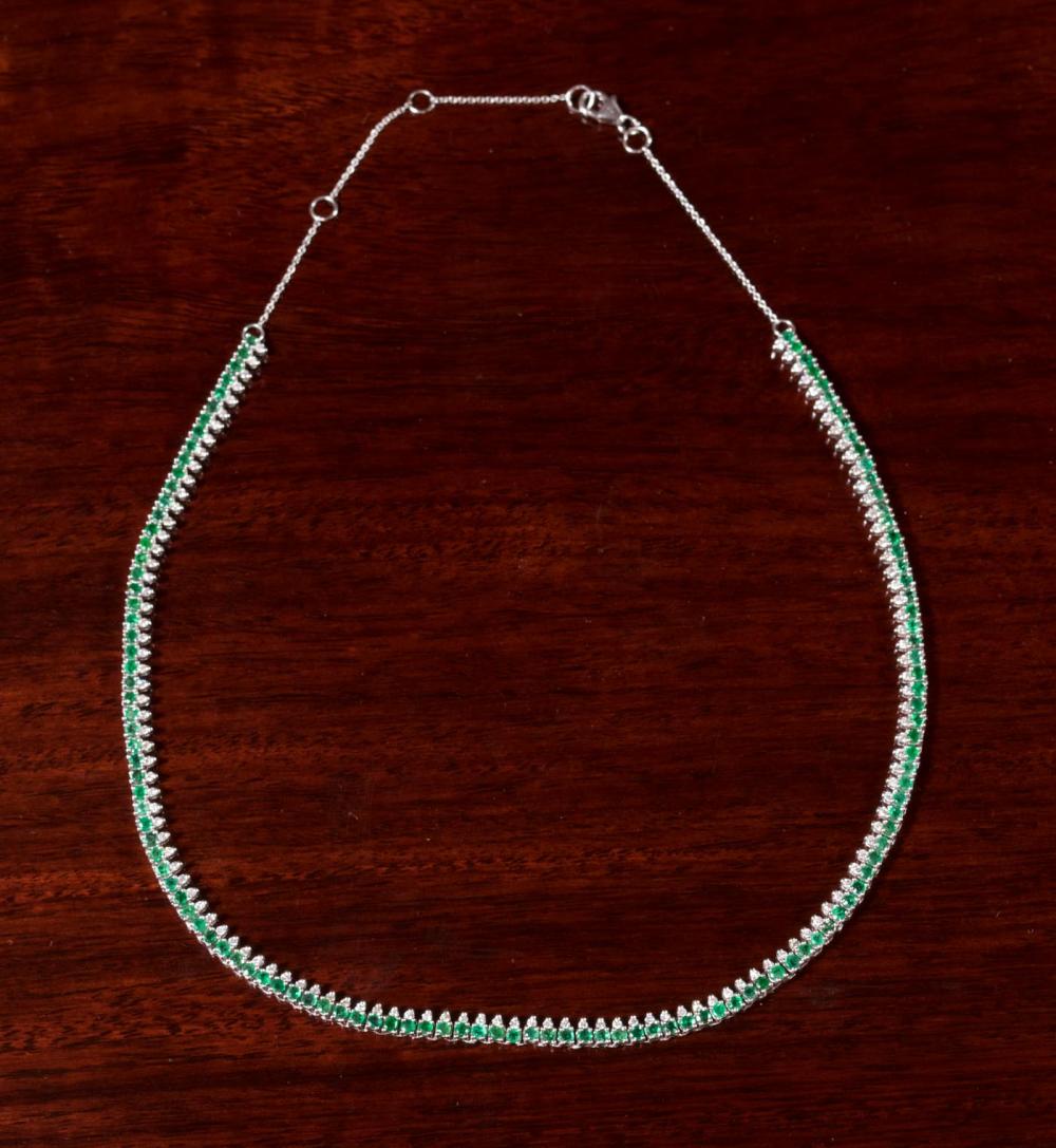 EMERALD, DIAMOND AND FOURTEEN KARAT