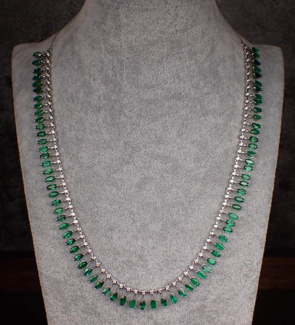 EMERALD, DIAMOND AND FOURTEEN KARAT