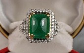 EMERALD, DIAMOND AND GOLD RING