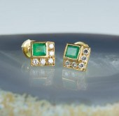 EMERALD, DIAMOND AND GOLD STUD