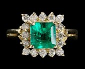 Emerald, diamond ring, central