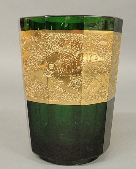 Emerald green Moser faceted glass