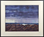 EMIL BISTTRAM WATERCOLOR, RAIN