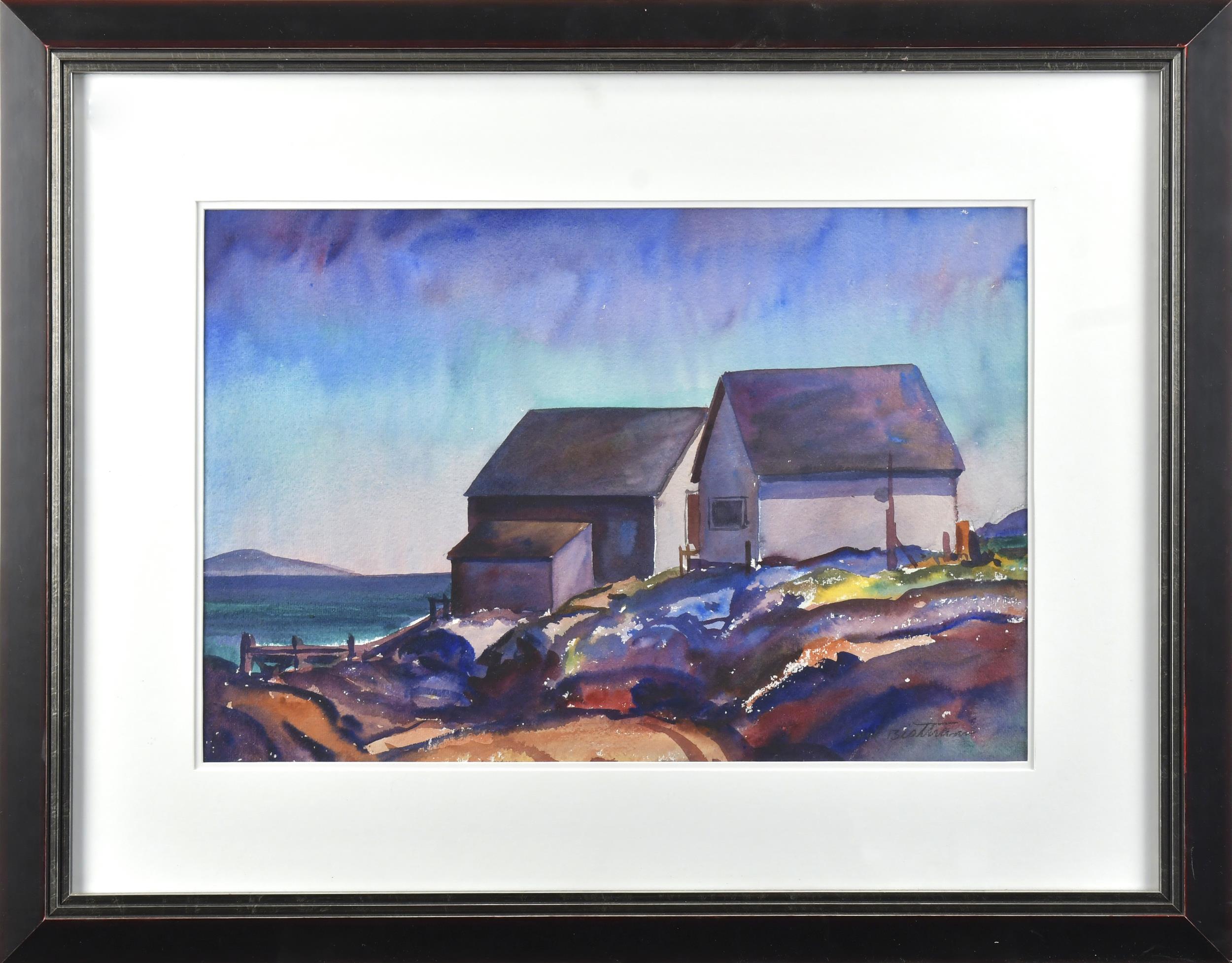 EMIL BISTTRAM WATERCOLOR, SHORELINE