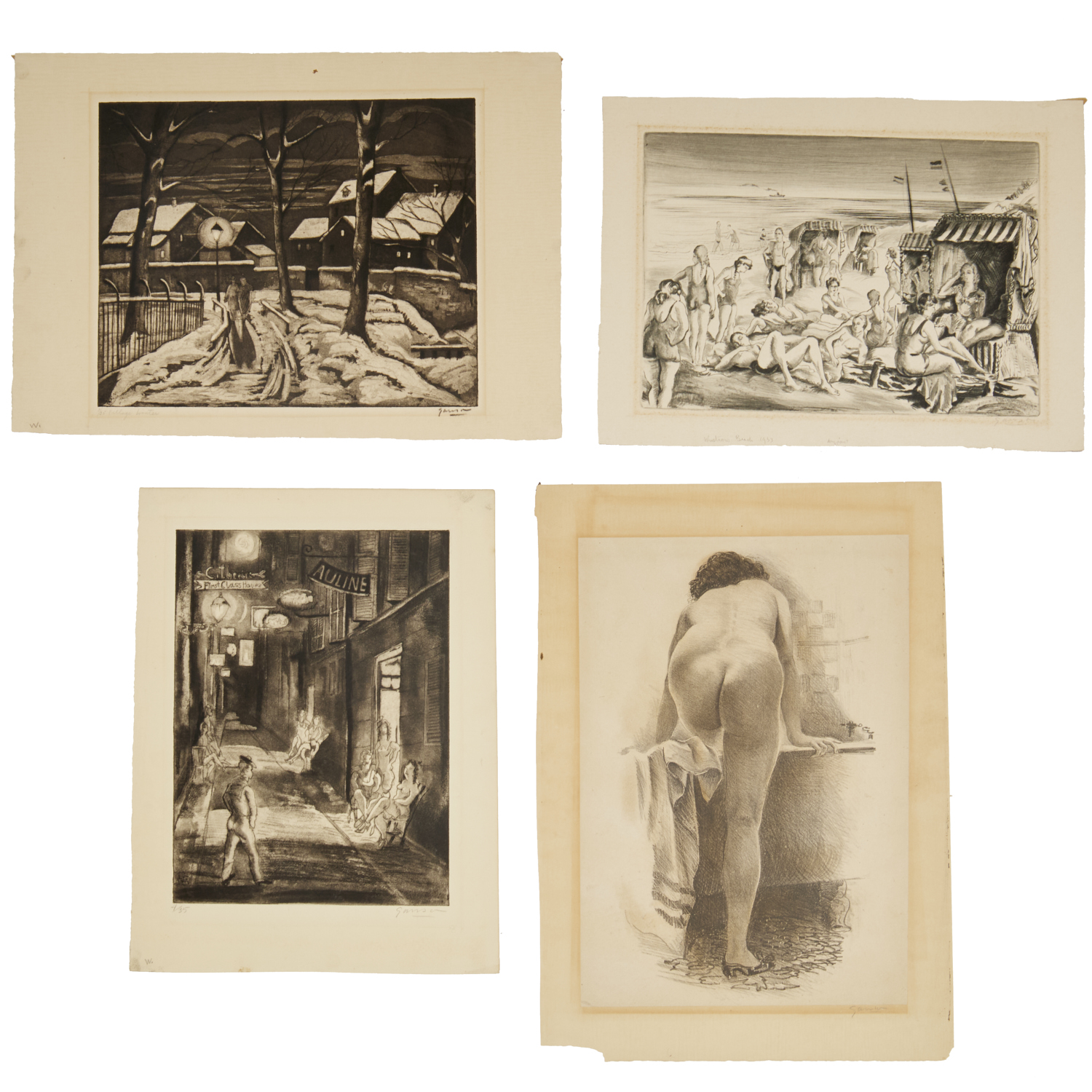 EMIL GANSO, (4) ETCHINGS INCL. NUDE