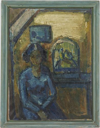 EMIL WESTMAN PAINTING, LADY WITH