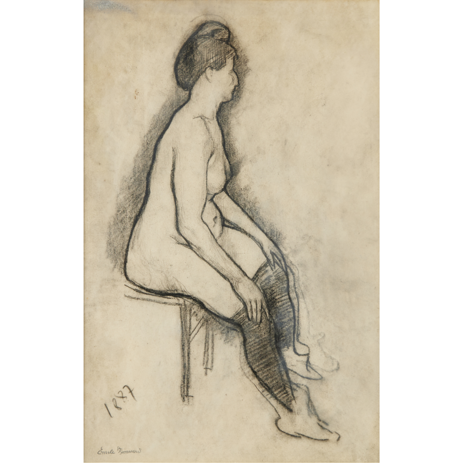 EMILE BERNARD, CHARCOAL ON PAPER,