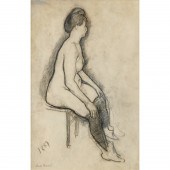 EMILE BERNARD, CHARCOAL ON PAP