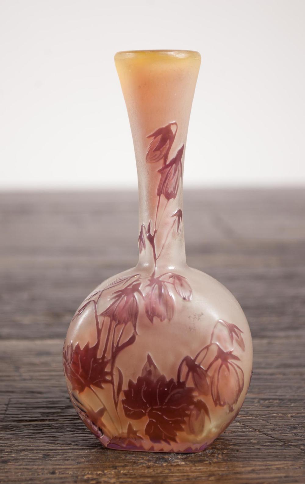 EMILE GALLE CAMEO GLASS BUD VASE,