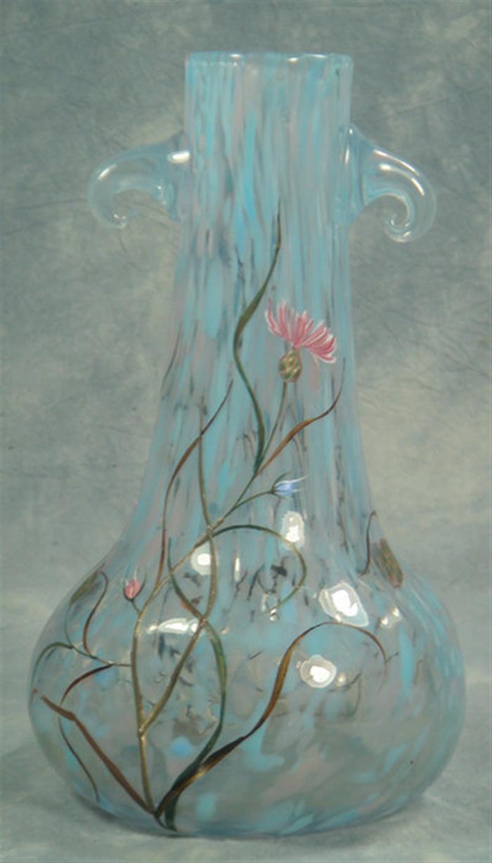 Emile Galle enameled  vase, blue