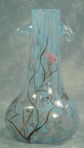 Emile Galle enameled  vase, bl