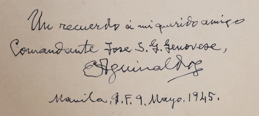 EMILIO AGUINALDO SIGNED BIOGRAPHY