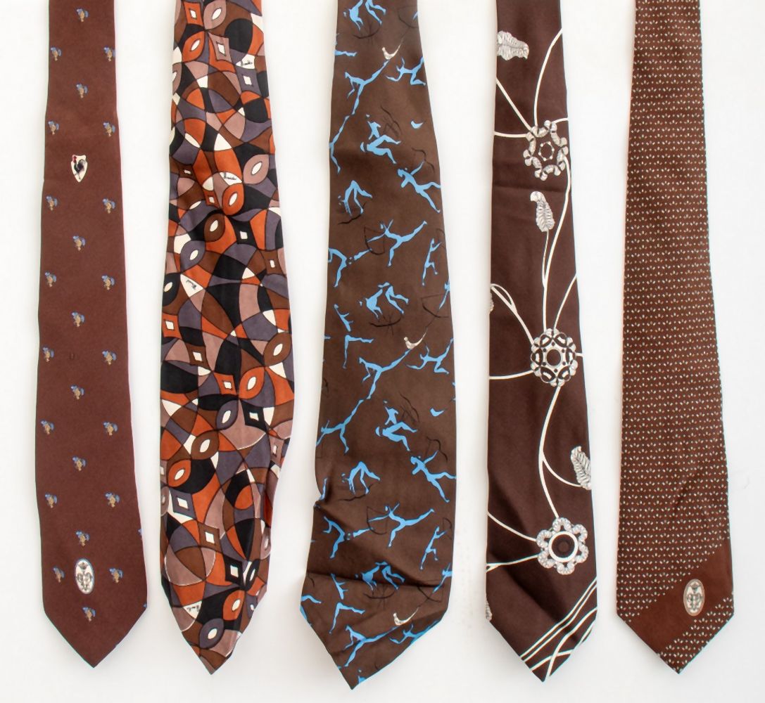 EMILIO PUCCI BROWN-TONED SILK TIES,