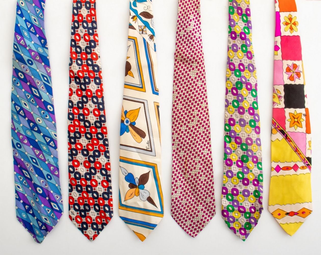 EMILIO PUCCI COLORFUL SILK TIES,