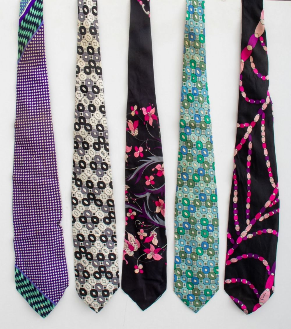 EMILIO PUCCI COLORFUL SILK TIES,
