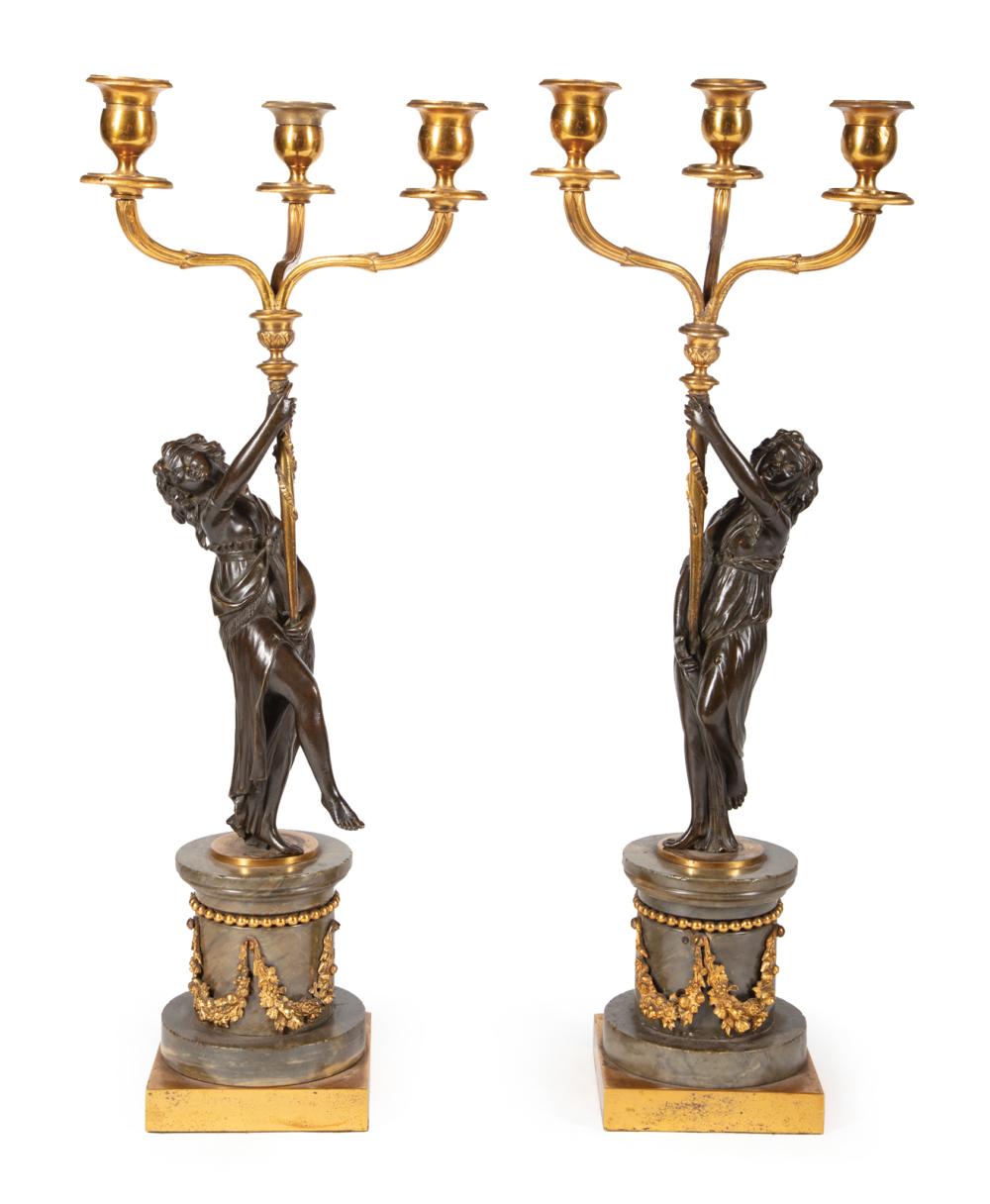 EMPIRE BRONZE AND MARBLE FIGURAL