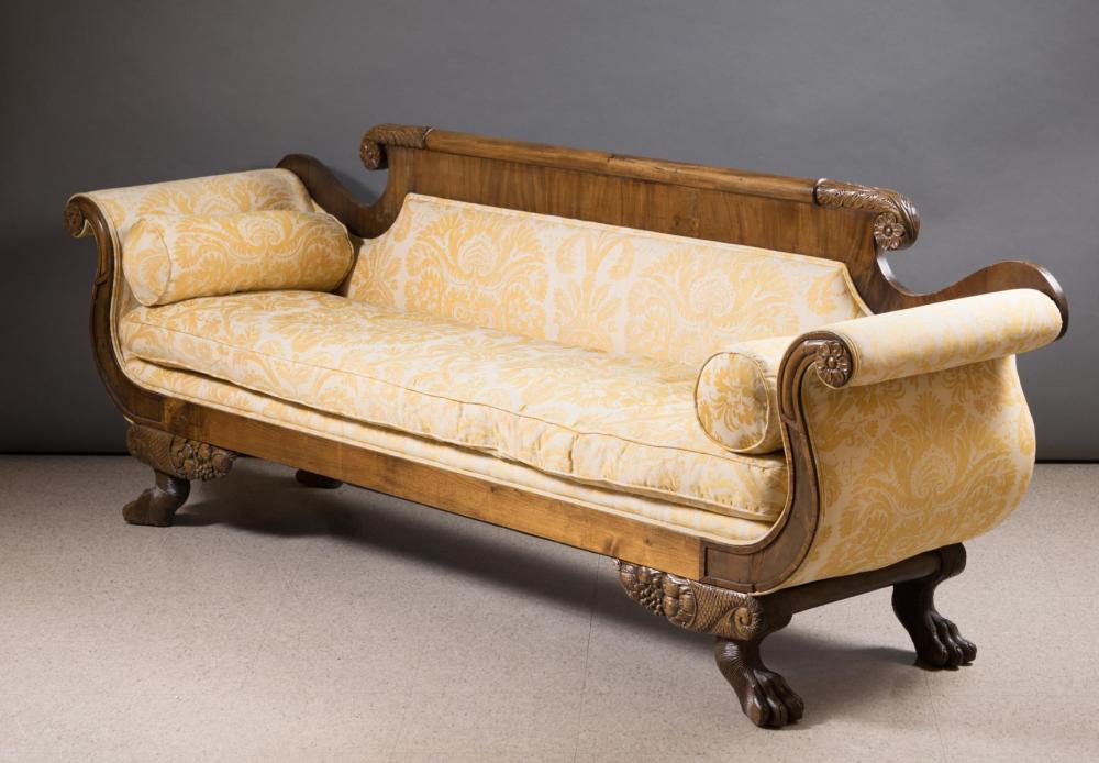 EMPIRE CARVED AND UPHOLSTERED