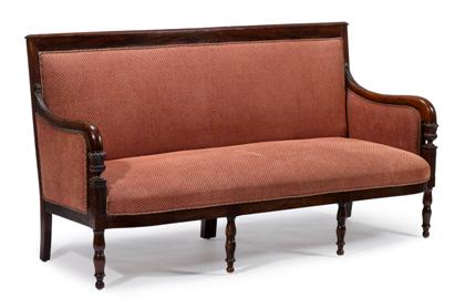 Empire carved mahogany settee   