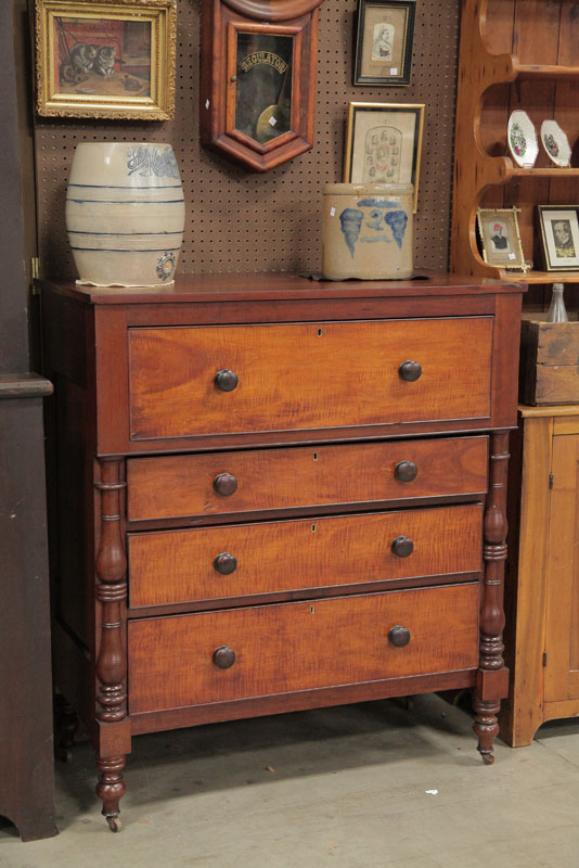 EMPIRE CHEST OF DRAWERS. Walnut and