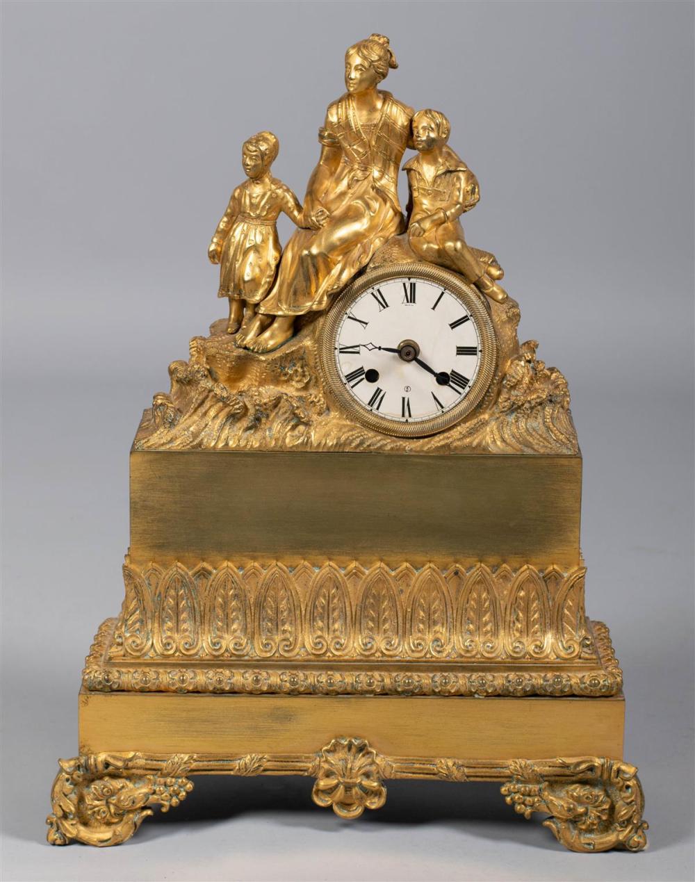 EMPIRE GILT-BRONZE FIGURAL MANTEL