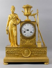 EMPIRE GILT-BRONZE MANTEL CLOC