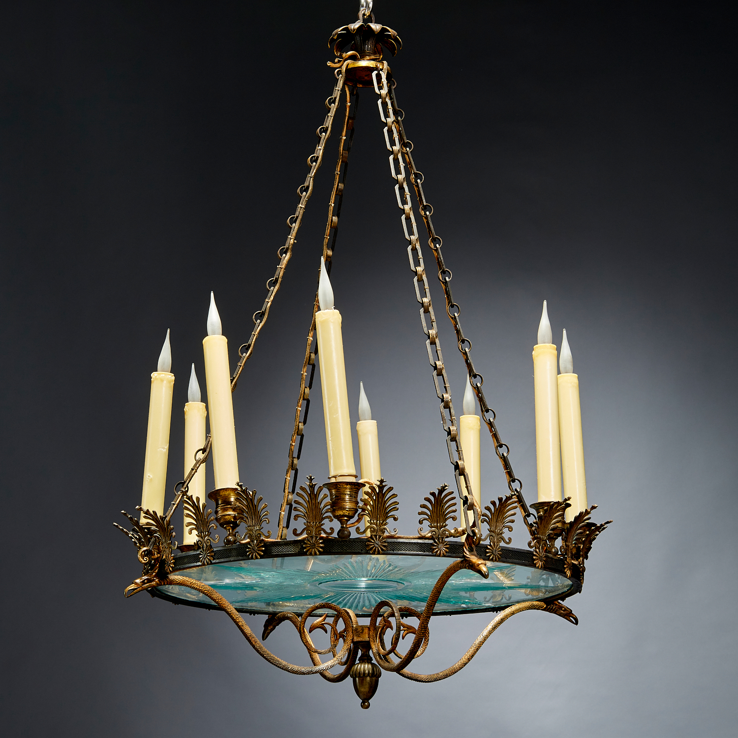 EMPIRE GILT, PATINATED BRONZE 8-ARM