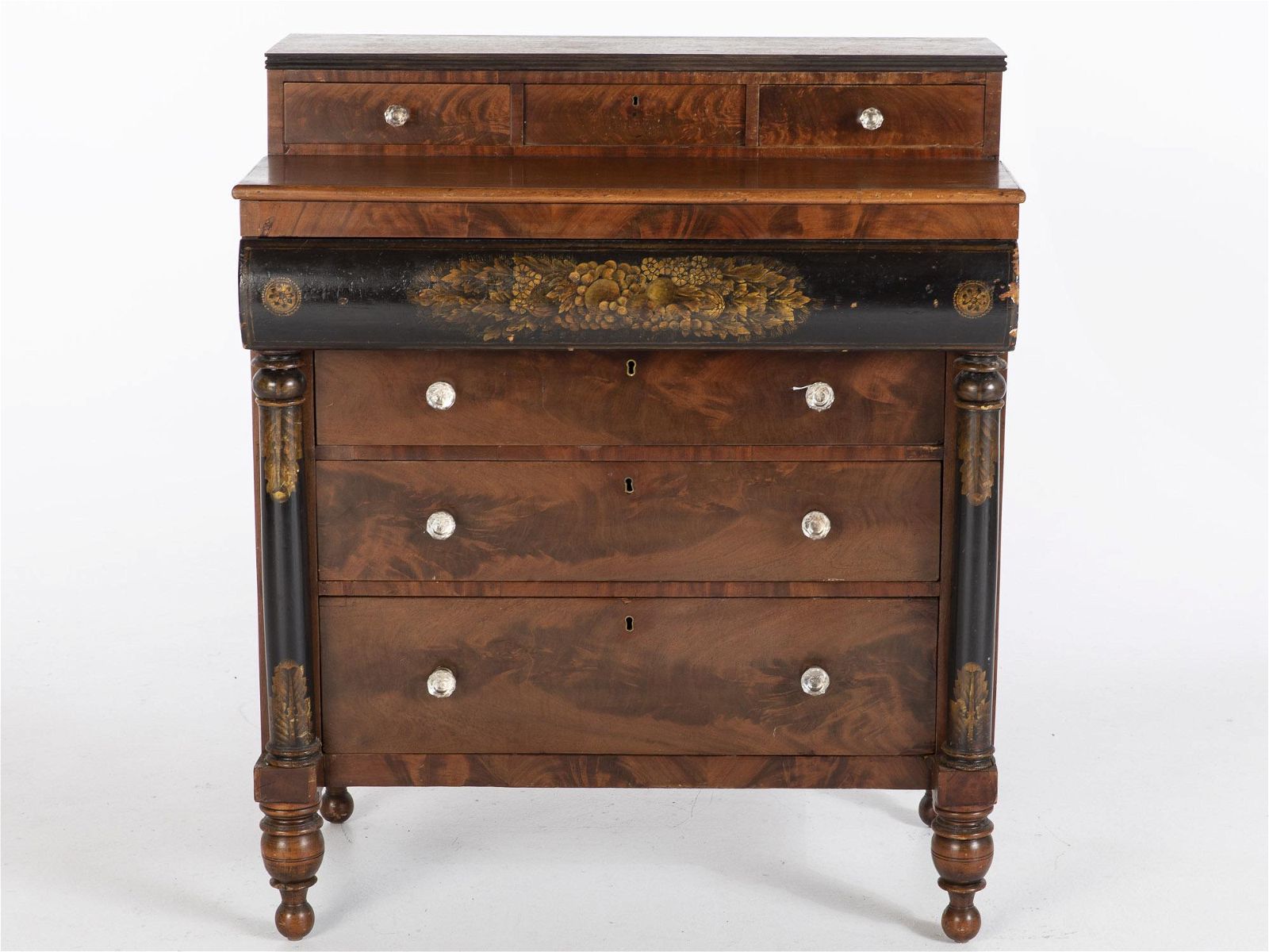EMPIRE MAHOGANY AND STENCILED CHEST
