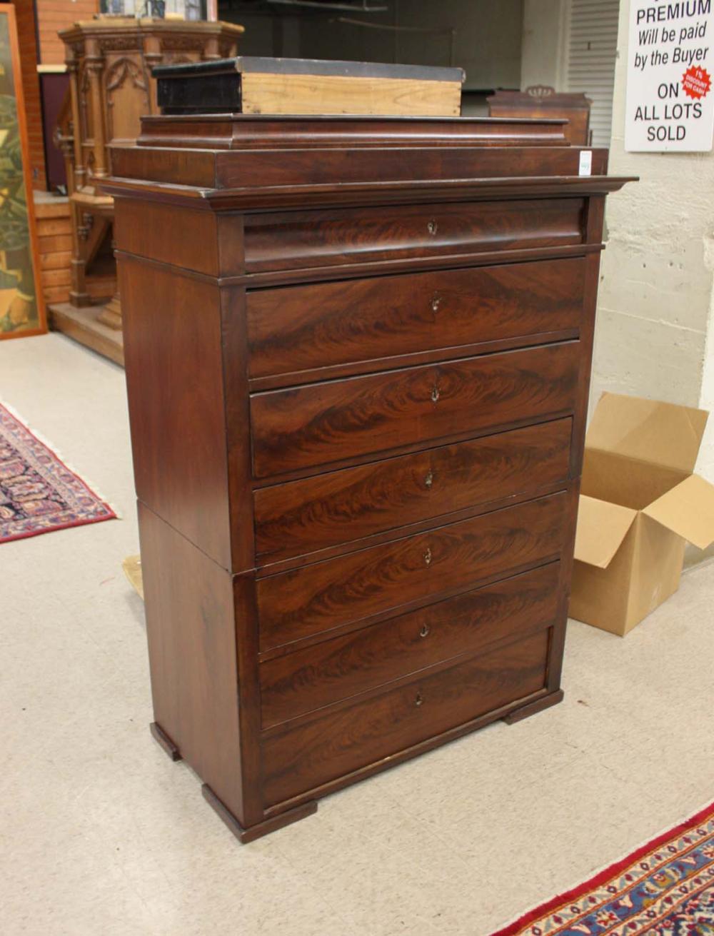 EMPIRE MAHOGANY CHEST ON CHEST,