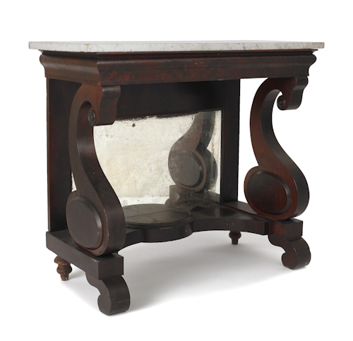 Empire mahogany marble top pier