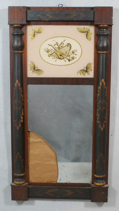 Empire mirror with stenciled