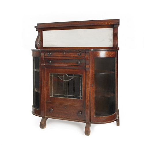 Empire oak server with a leaded