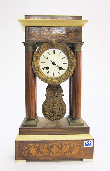 EMPIRE PORTICO CLOCK French c. 1880