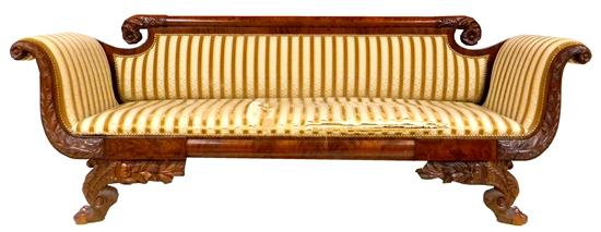 Empire rolled arm sofa  mahogany 