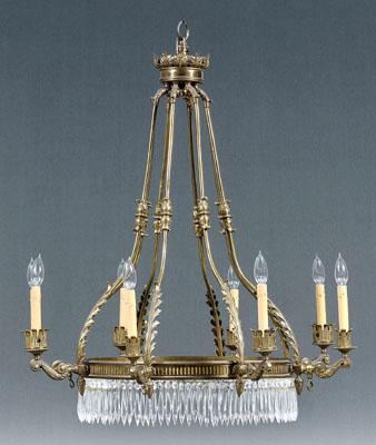 Empire style chandelier, bronze and