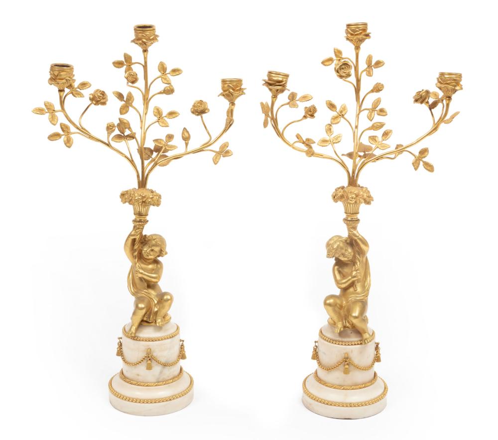 EMPIRE-STYLE GILT BRONZE AND MARBLE