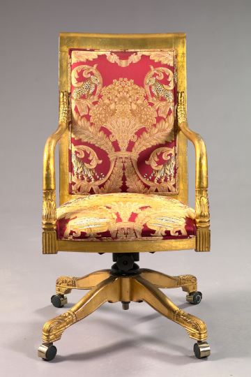 Empire-Style Giltwood Fauteuil, 