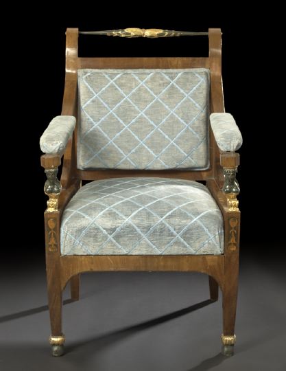 Empire-Style Mahogany Fauteuil, 