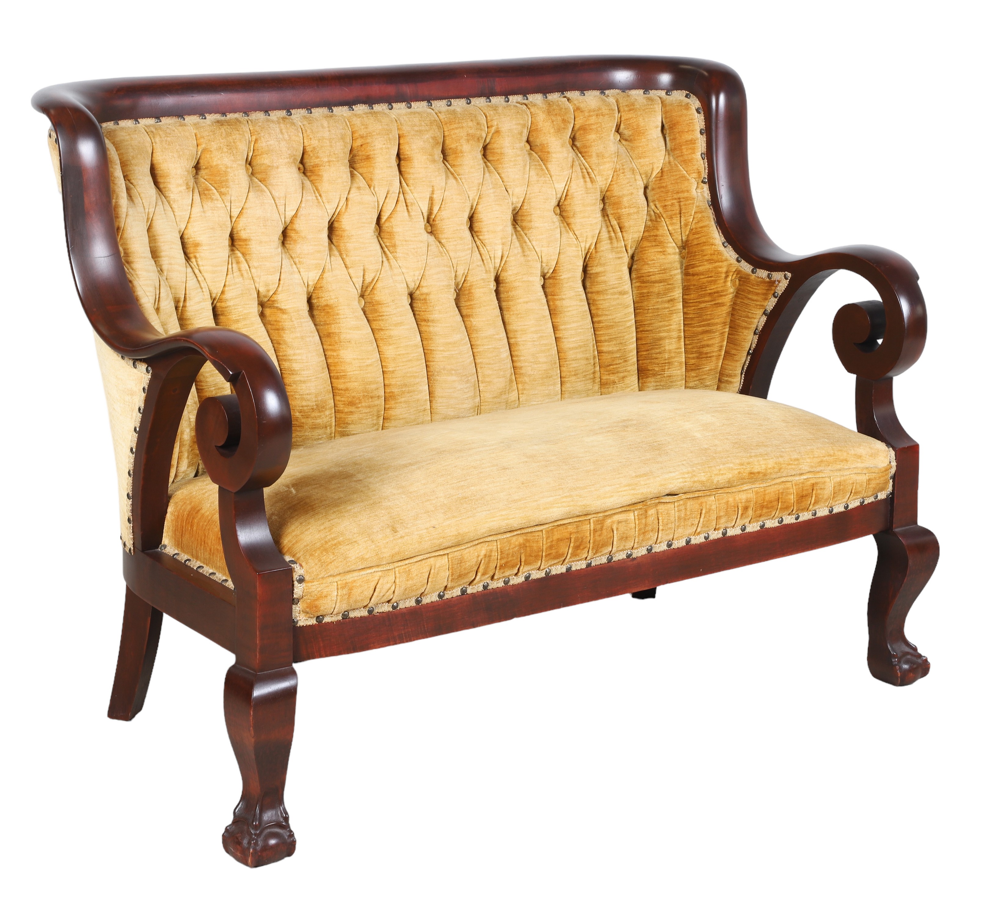Empire style mahogany settee,